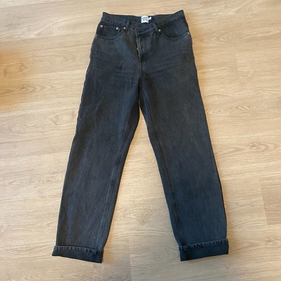 Princess Polly Holly Asymmetric Straight Leg Jean Black Denim - Picture 2 of 5